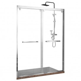 Framed Bypass Double Sliding Mirror light Shower Room Bathroom High Quality Tempered Glass Shower Rooms