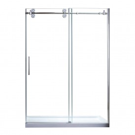Frameless Modern Mirror Light Track Shower Room One Panels Soft Close Bathroom Sliding Glass Straight Shower Door Acrylic Square