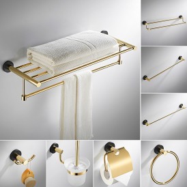 Brass black gold bath towel rack storage rack wall mounted bathroom towel rack set bathroom hardware pendant